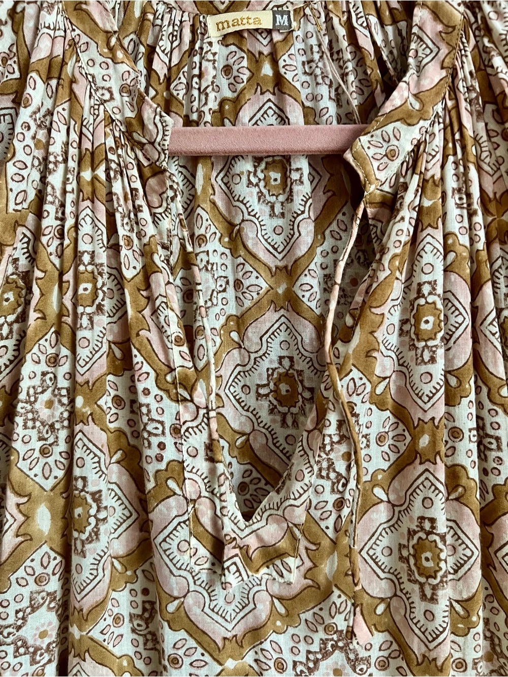 Matta Cream and Tan Patterned Maxi Dress - Picture 3 of 4
